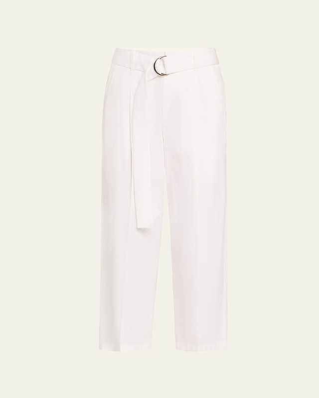 Belted Wide Leg Cropped Pants